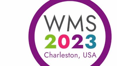 Thumbnail of the opening screen of the WMS Day 1 Highlight reel video - a Purple circle with WMS 2023 in the middle